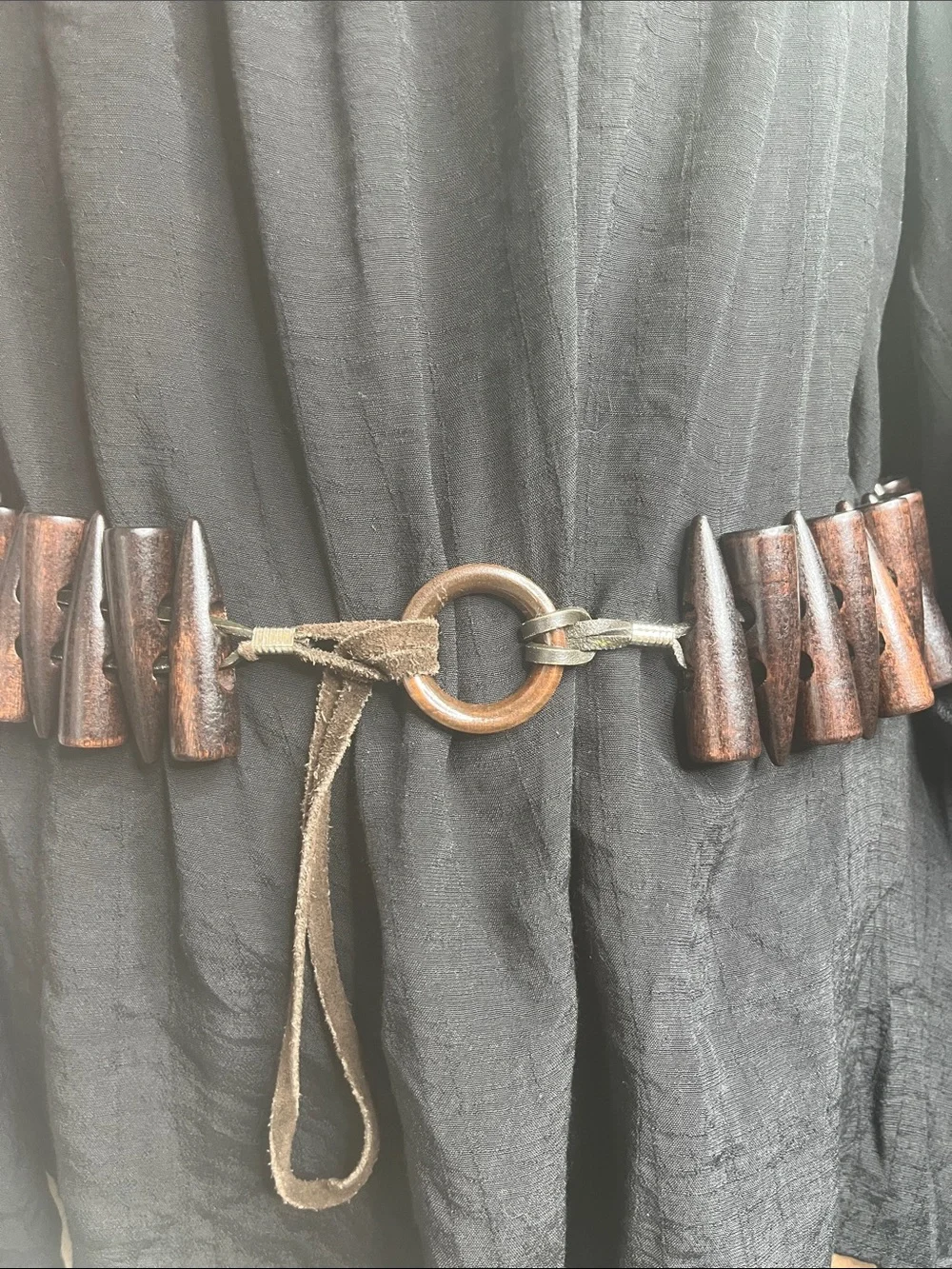 Wood Spike Belt Brown Statement Piece Nordic Bandolier Witch Belt